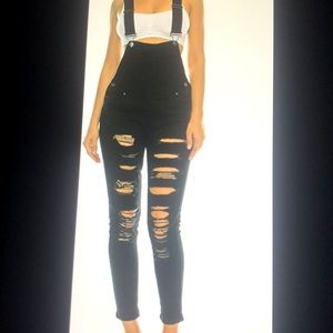 black ripped overalls
